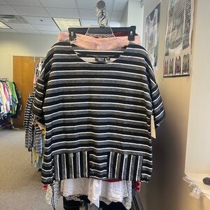 Onque Casuals Black and White Striped Top